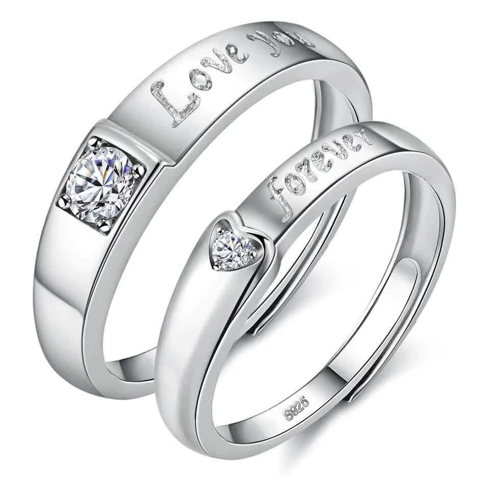 Forever Love Couple Rings 925 Original Silver Silver Diamond