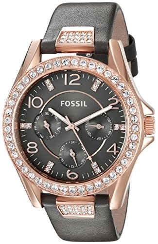 Fossil Riley Multifunction Gray Leather Women Watch [ES3888P] in