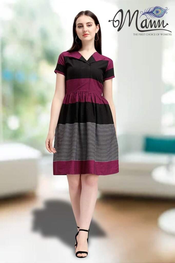 Striped Cotton Casual Frock Purple Black M in Surat at best price by Vk  Trendz - Justdial