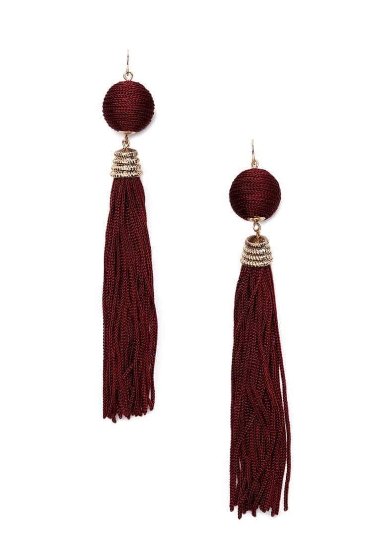 FOREVER 21 Tassel Drop Earrings (Red, Gold) in Thoothukudi at