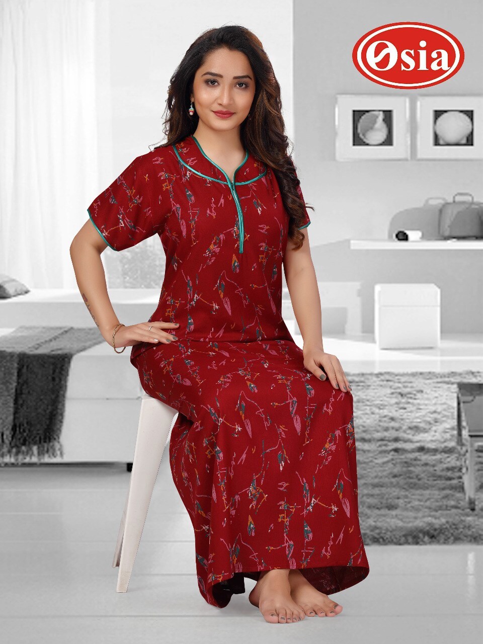Full Length Half Sleeve Ladies Night Gowns in Solapur at  500 / Pc by Osia  Traders - Justdial