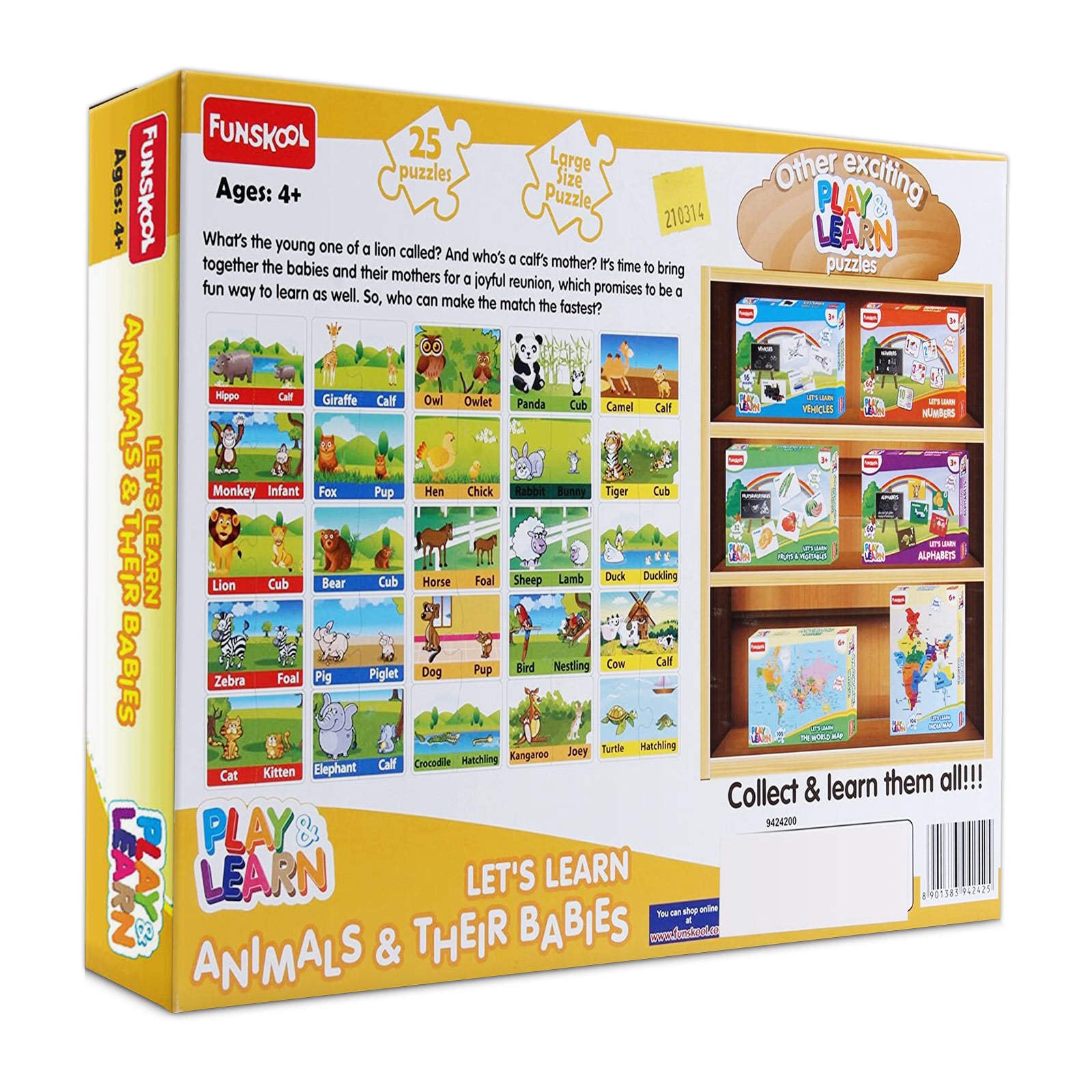 Funskool Let's Learn Animals Their Babies puzzles (25 Pieces) in