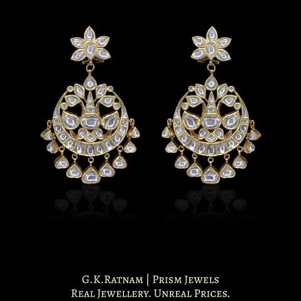 Ratnam Jadau Earrings 18K Gold And Diamond Polki Long