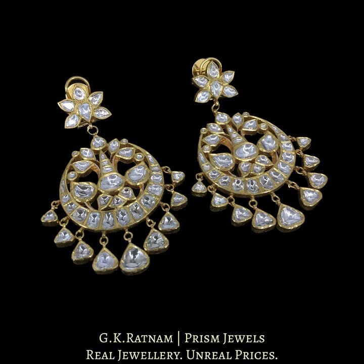Ratnam Jadau Earrings 18K Gold And Diamond Polki Long