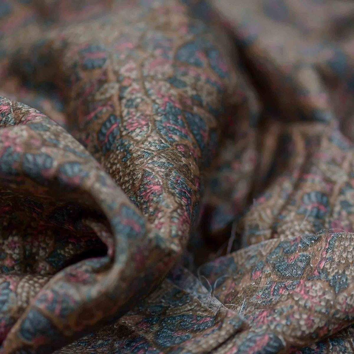 Ganga Rug Pattern Screen Printed Cotton Fabric (Grey, TA235-A) in