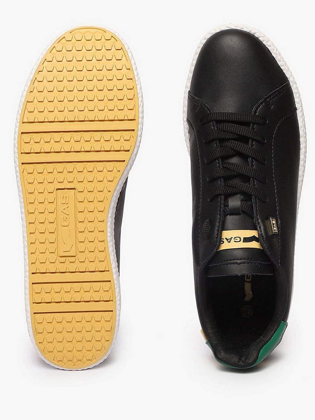 GAS Panelled Leather Lace-Up Casual Shoes (Size:42, Black