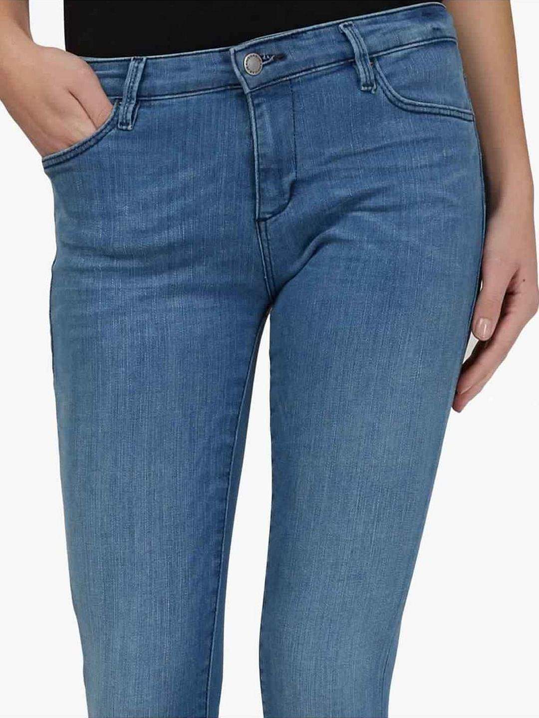 GAS Women's Mid Wash Skinny Fit Star Jeans (Size:31, Light Blue