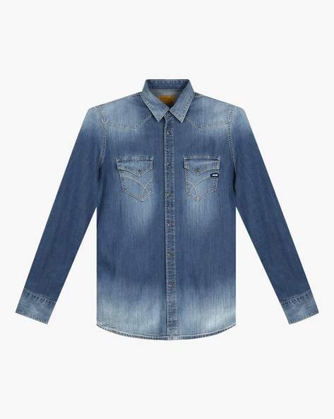 GAS Mens Denim Slim Fit Shirt (Wy99, 410031649060, Size: M) in