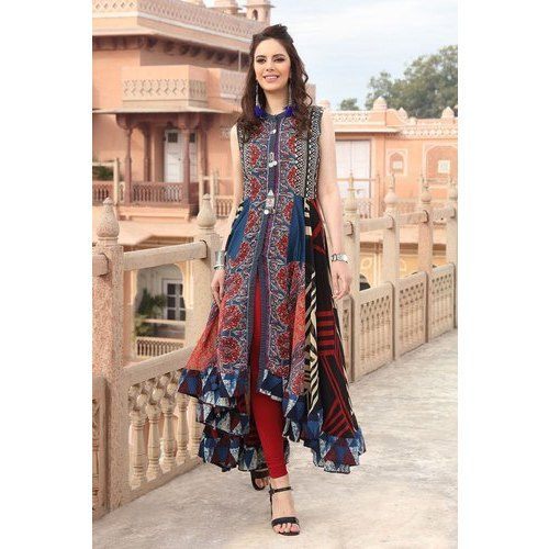 Georgette Printed Designer Women Kurti for Party, Wedding, and - Main Image