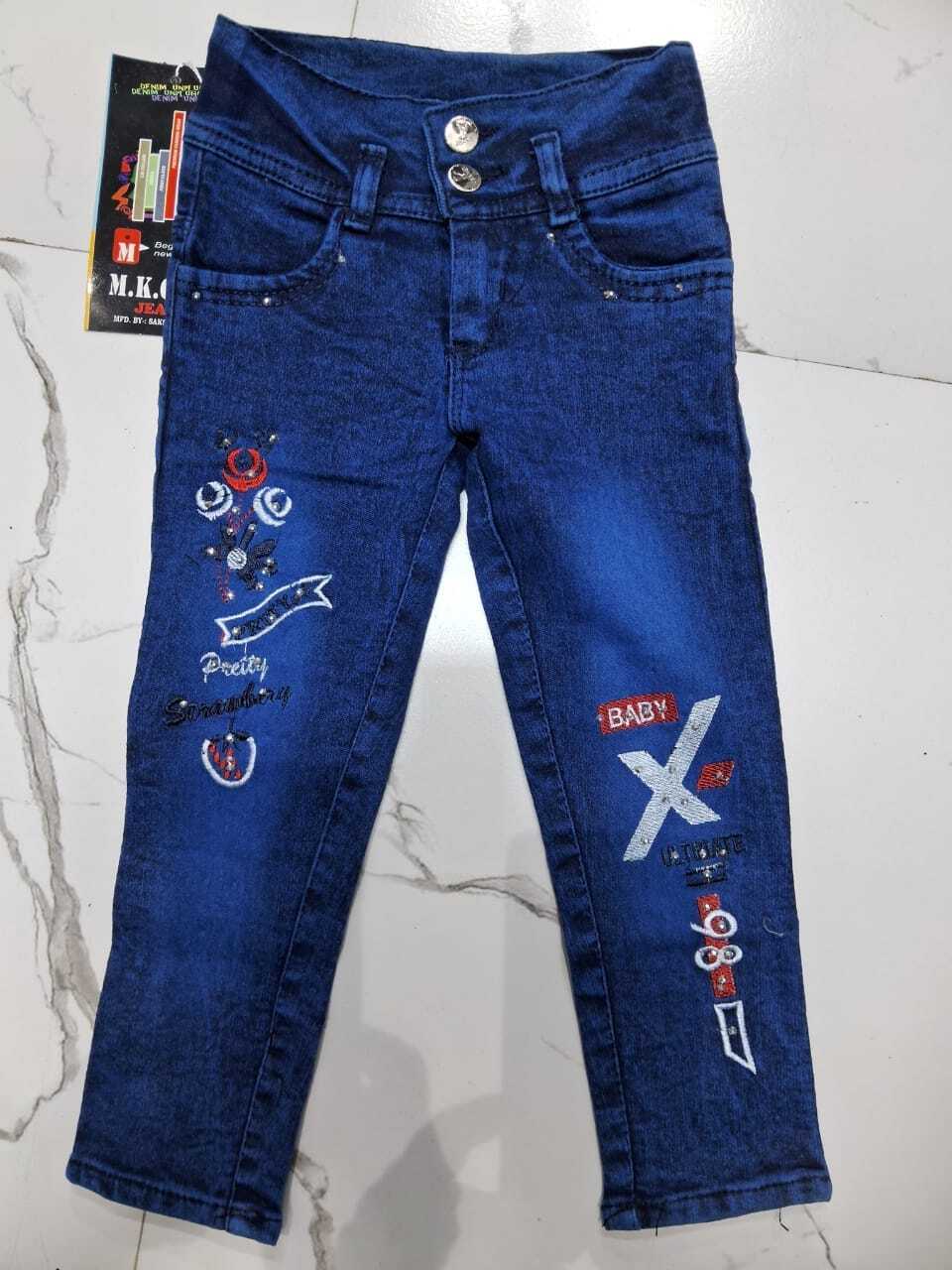 Girl Embroidery Denim Jeans Dark Blue 26 in Delhi at ₹ 150 Pc
