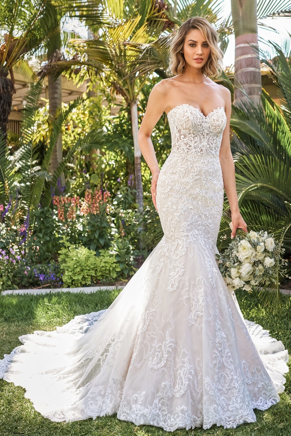 chinese dress ladies Champagne Mermaid Wedding Gown with Crystals V-Neck Backless main image 0