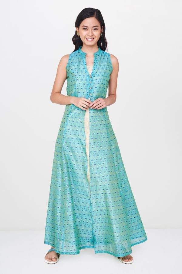 Global Desi Aqua Floral Print Coordinates (Size: XS, AW18GS0682PCHD) in  Hingoli at  3,759 -  3,999 by Pari Ladies Collection Saree Center -  Justdial