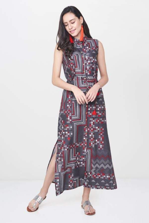 Global Desi Black Multi Print Maxi Dress (Size: S, EC18G265MXCF) in  Bangalore at  2,349 -  2,499 by Global Desi (Orion Mall) - Justdial