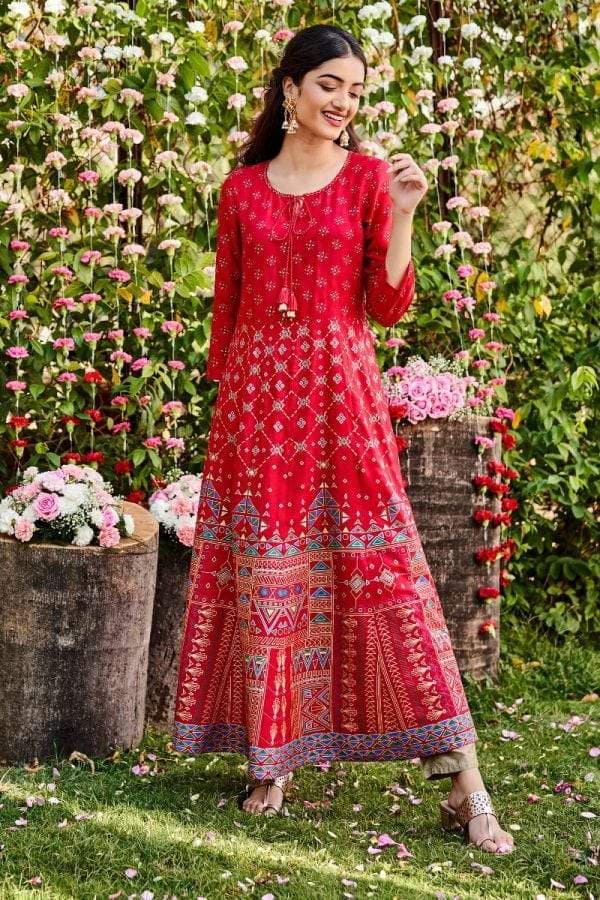 global desi red dress Kurti Global Desi Dhoti Dress Global Desi Ethnic Kurti (L, Red,  AW19GS190KUSTN) In Delhi At
