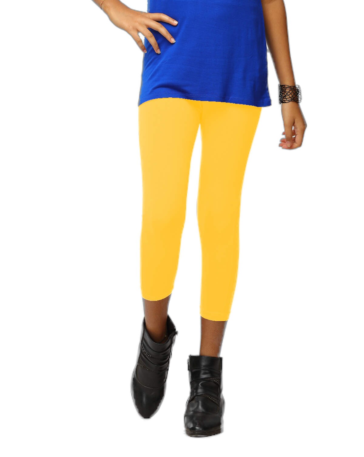 GO COLORS Bright Yellow Girls Legging Cropped (Size: 6) in Madurai