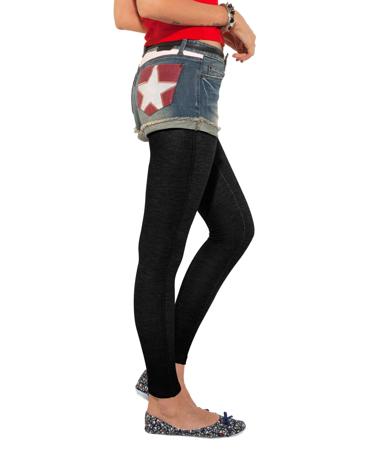 Go Colors Jegging Knit L (Black Jegg 