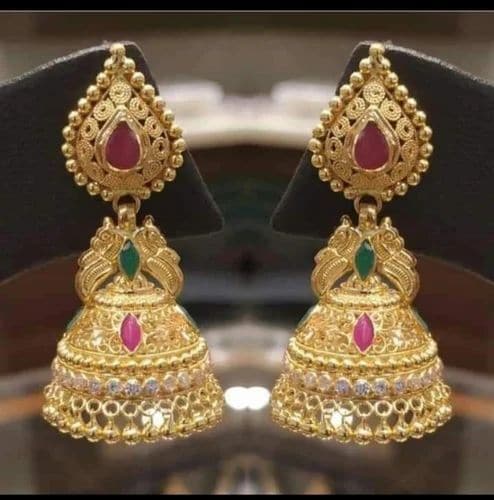 Jhumka Bhima Old Gold Rate Classic Antique Finished And Studded - Main Image