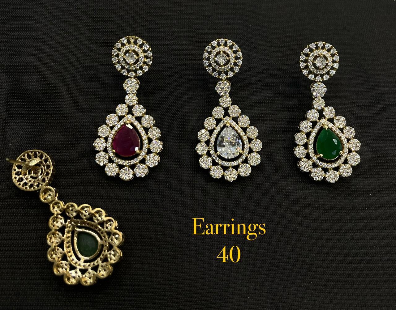 Gold Plated American Diamond Sparkling Dangle Earrings For Women