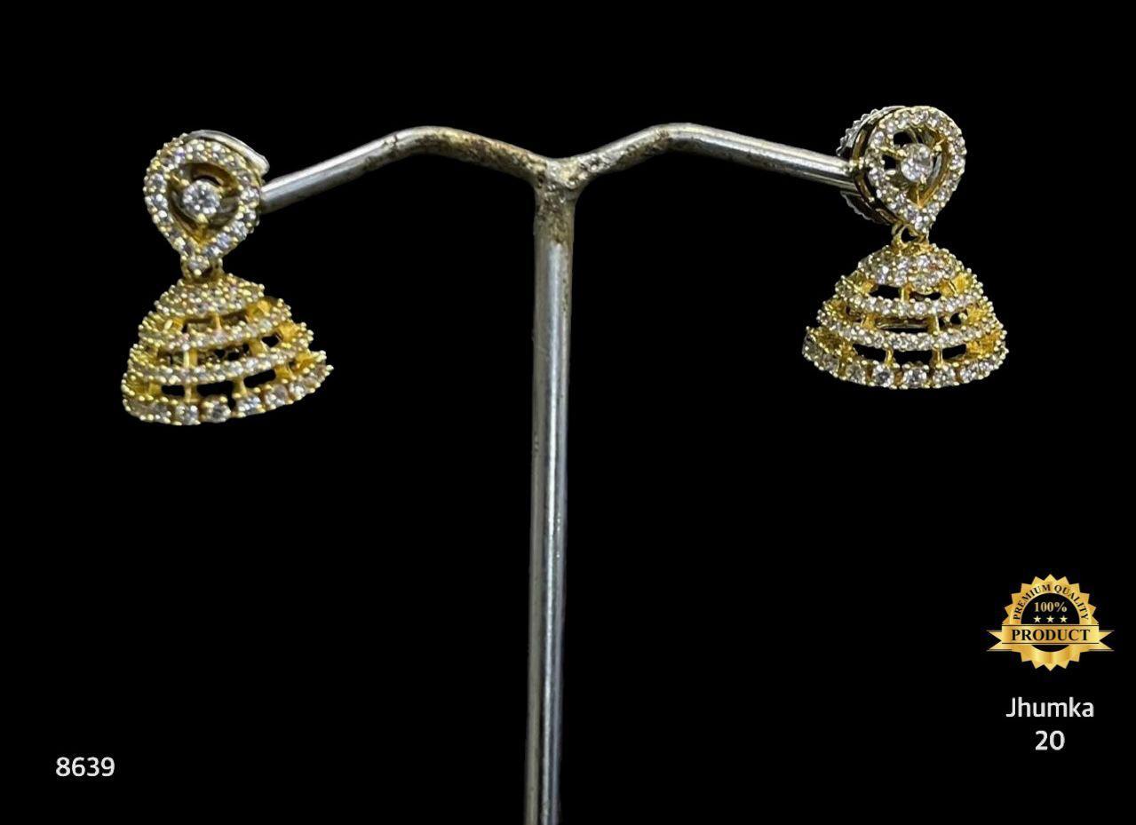 Gold Plated CZ Stone Jhumka Earrings For Women in Kolkata at ₹ 30