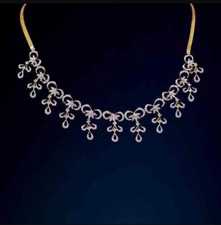 Gold Plated Silver Colour 24CT Diamond Necklace 20 mm in