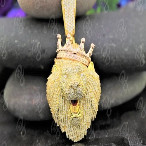 Golden Party Wear Iced Out Lion Face Hip Hop Pendant in Surat at