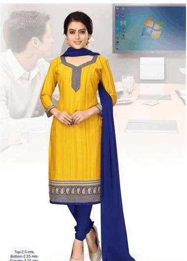 Good Feel Plain Printed Border Crepe Uniform Salwar Suit with
