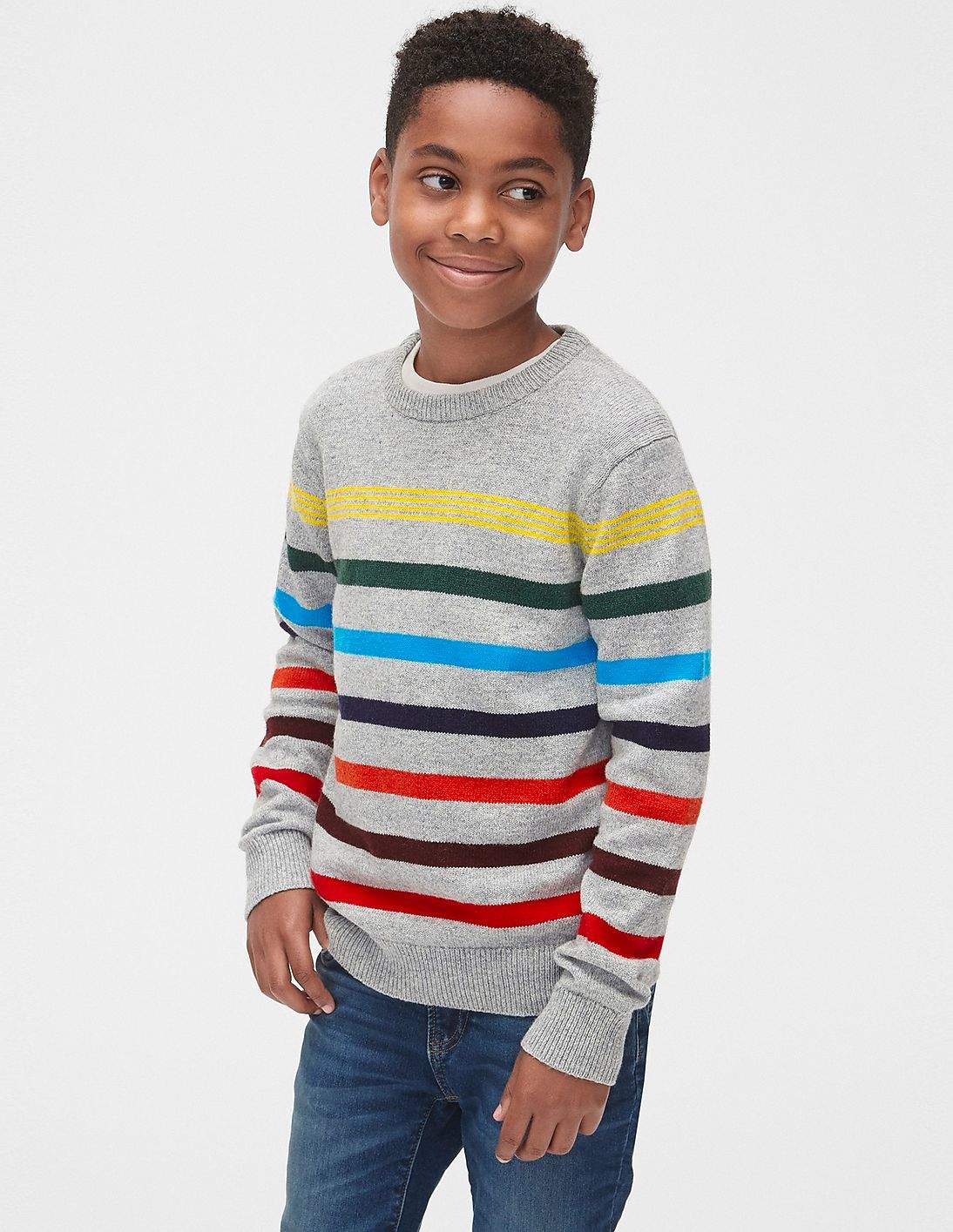 GAP Boys Cotton, Nylon, Wool Crazy Striped Pullover Sweater (S