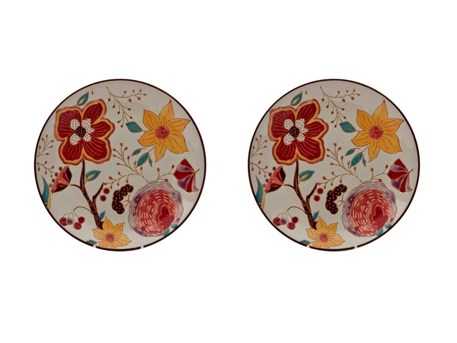 Buy Gracie China Dutch Wax Hand Paint Ceramic Plate 8 1 4 Inch Red Floral Set Of 2 Features Price Reviews Online In India Justdial