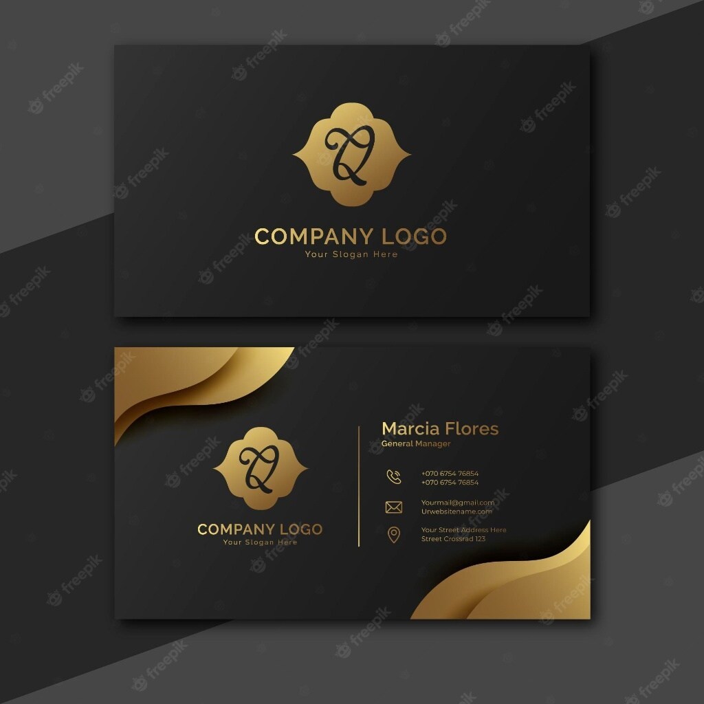 Gradient golden luxury horizontal business card template in Karnal
