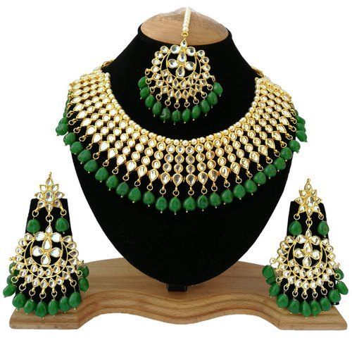 Green And Gold Brass Designer Choker 