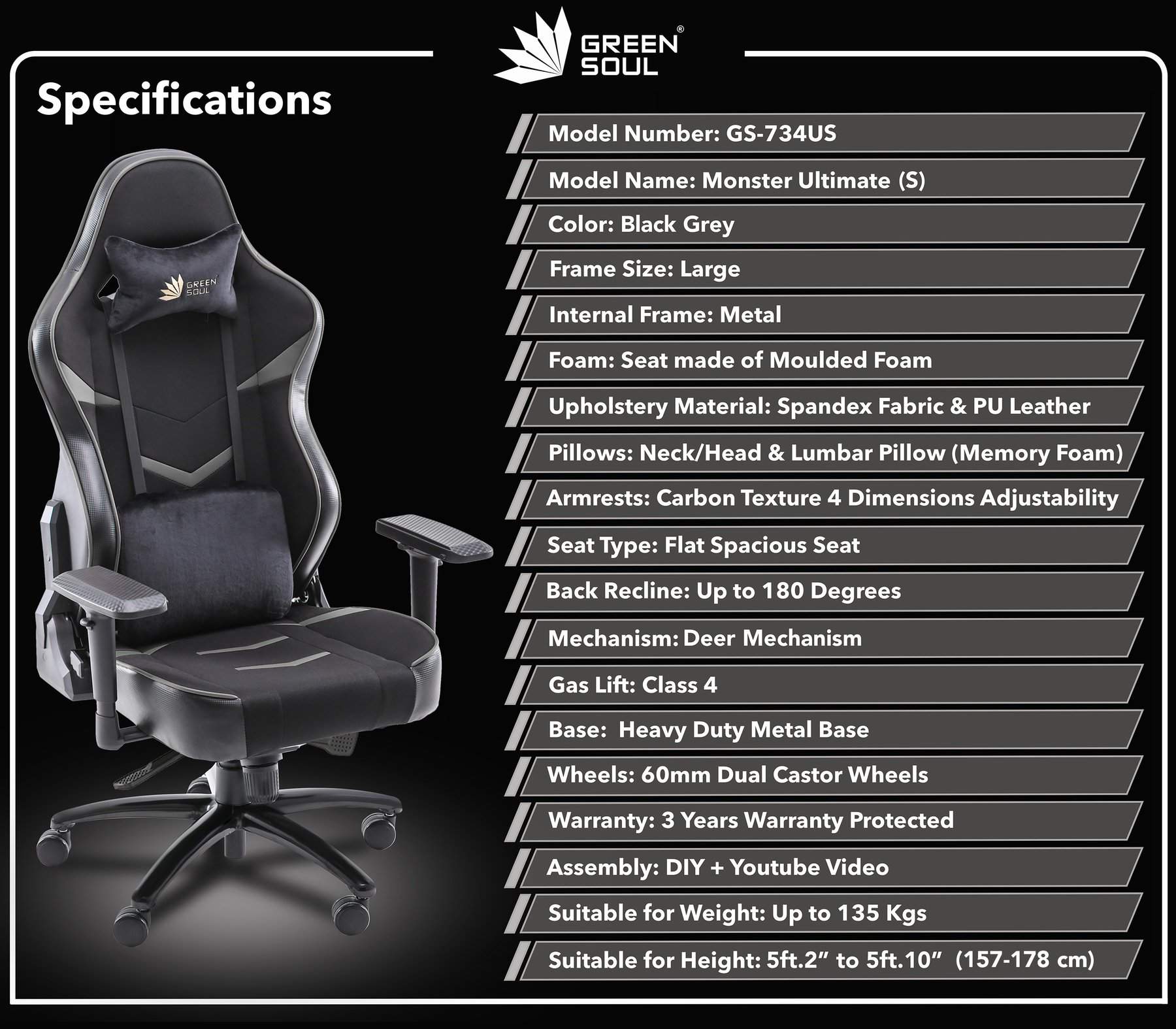 Green Soul Monster Ultimate (S) Bifma Certified Multi-Functional