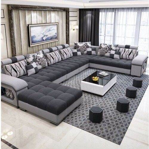 Grey Velvet L Shape Seater Sectional Sofa Set in Bangalore at