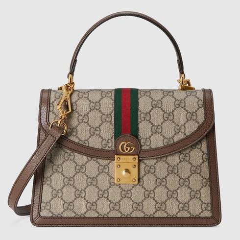 GUCCI Ophidia Small Top Handle Bag With Web (65105596IWX8745) in
