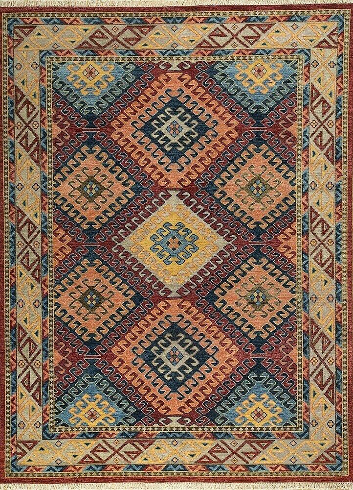Hand Knotted Balcony Rugs Vintage Claret/Beige) in Panipat at