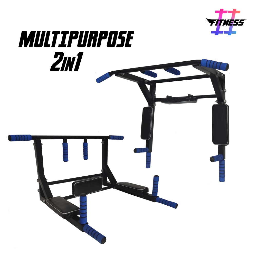 HASHTAG FITNESS Wall Mounted Chin Up Bar Multi-Grip Dip Station