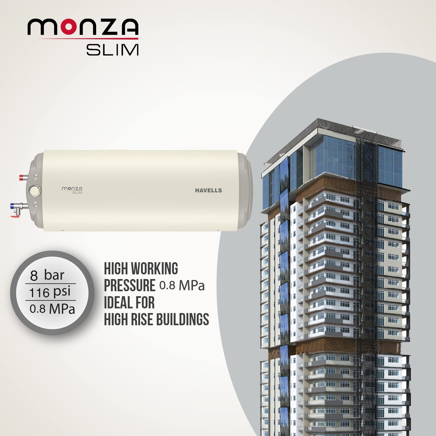 HAVELLS Monza Slim Right Side Configuration Water Heater (25 Ltr, White)