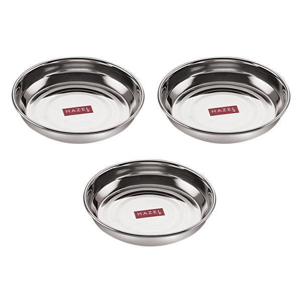 HAZEL Stainless Steel Plates Set, Small Steel Plates For Snacks