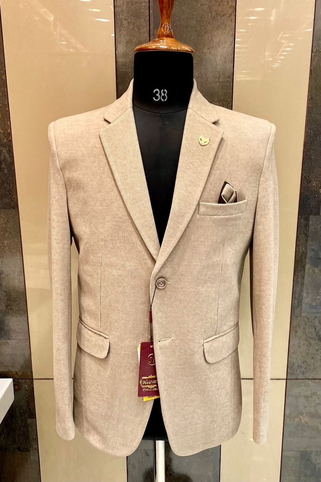 Heaven's Men Single Breasted Slim Fit Formal Blazer, Light Yellow