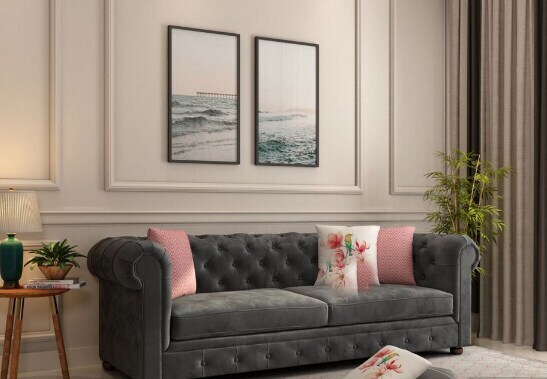 Henry Seater Sofa Velvet Graphite Grey in Bangalore at ₹ 45,000