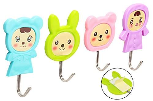 Buy Hokipo 4 Hooks Self Adhesive Plastic Wall Hanging Cartoon