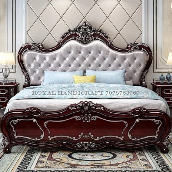 HOME WOOD,Solid Wood King Size Double Bed With Side Table