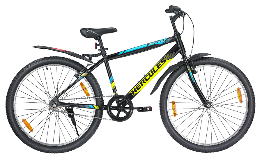 Hercules streetcat-pro24 Bicycle 24T Matt Black-With Neon Yellow