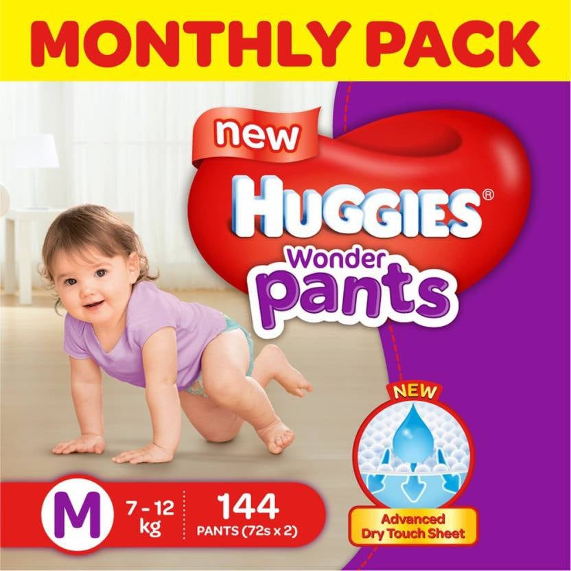 HUGGIES Wonder Baby Diaper (M, 5+ Month, 144 pc) in Mumbai at