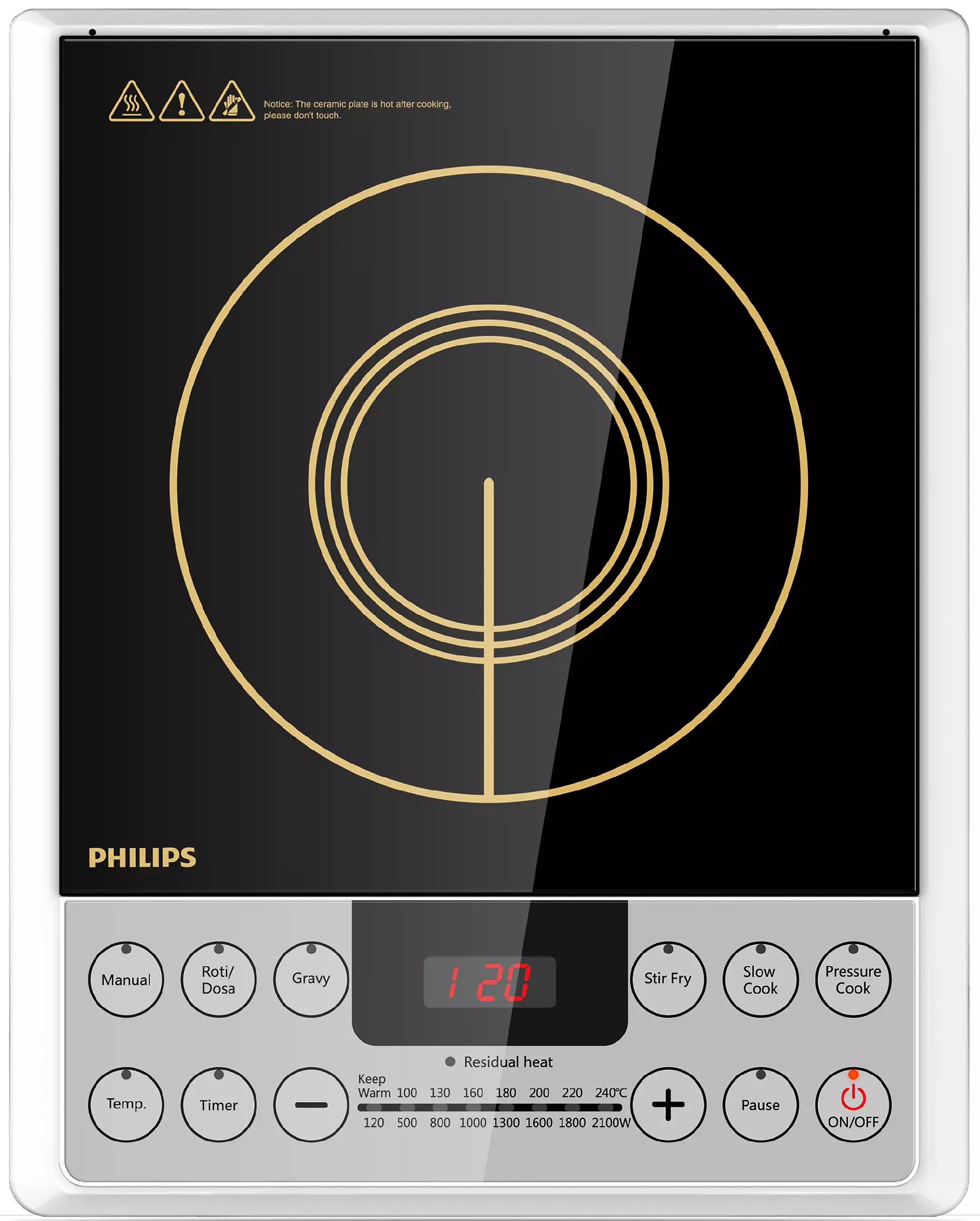 PHILIPS 4929 Induction Cooktop with Cool - To - touch glass panel Induction Cooktop (Silver, Black, Jog Dial)