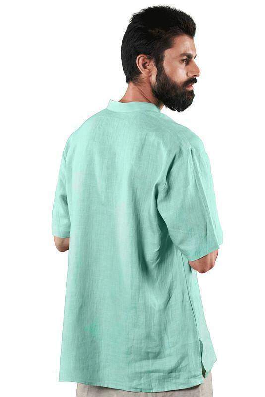 Indie Sadra Men's Cotton Shirt Green, Regular Fit, Full Sleeves