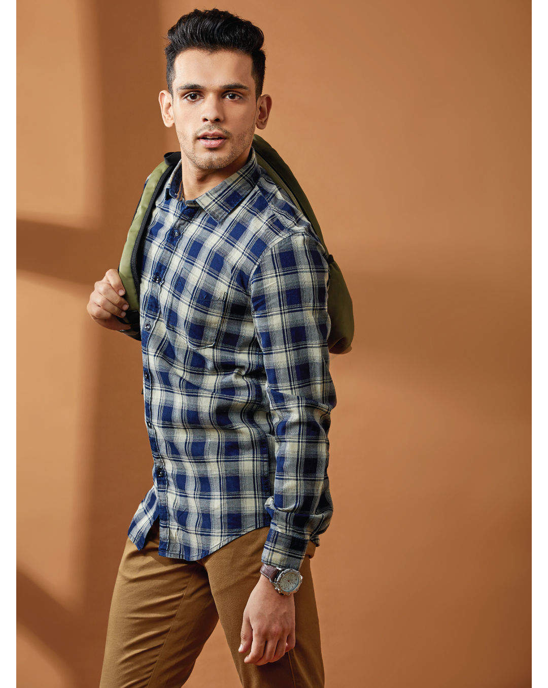 トップス [TMT]DOUBLE WING INDIGO CHECK SHIRTS TMT（ティーエム