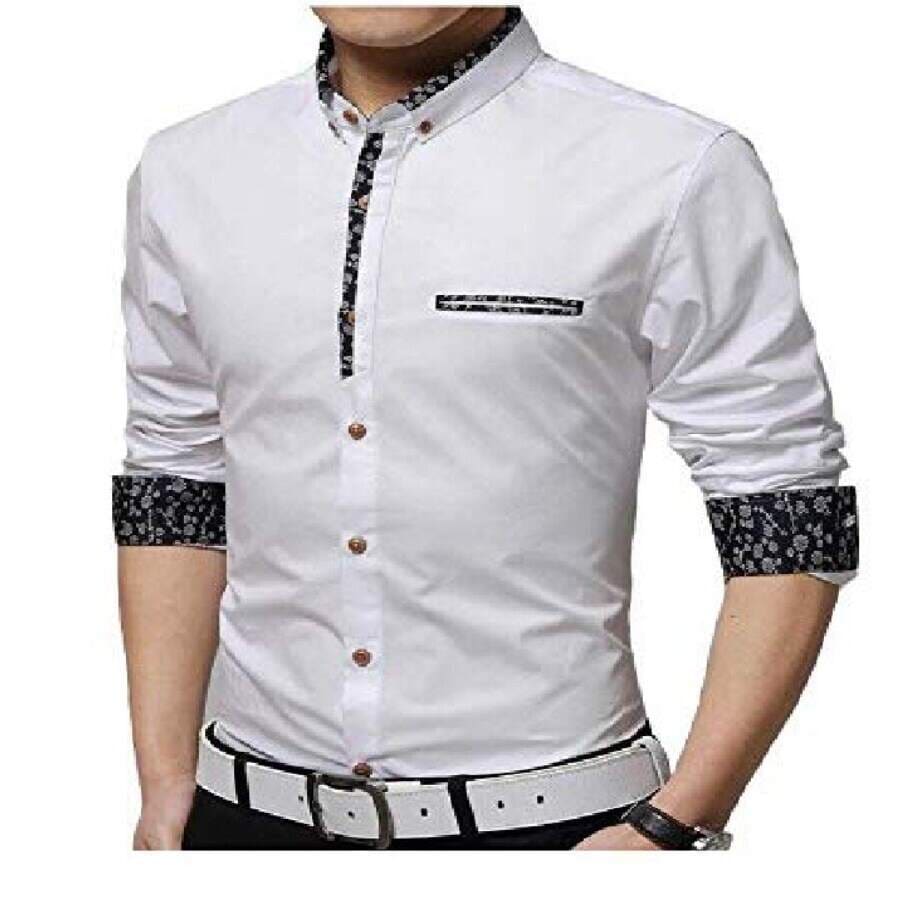 IndoPrimo Men's Solid Cotton Casual Shirt Regular Fit, Full