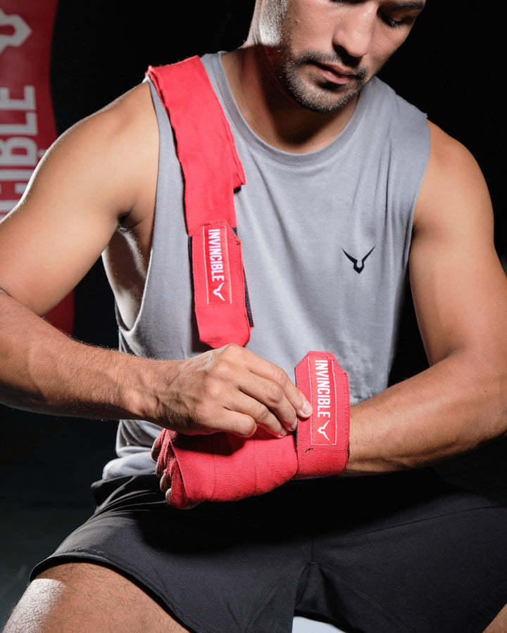 Invincible Mexican Style Semi-Stretch Hand Wraps Meter (Red
