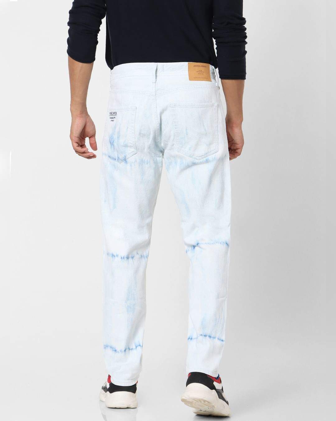 JACK JONES Blue Mid Rise Chris Tie Dye Anti Fit Jeans (231912101