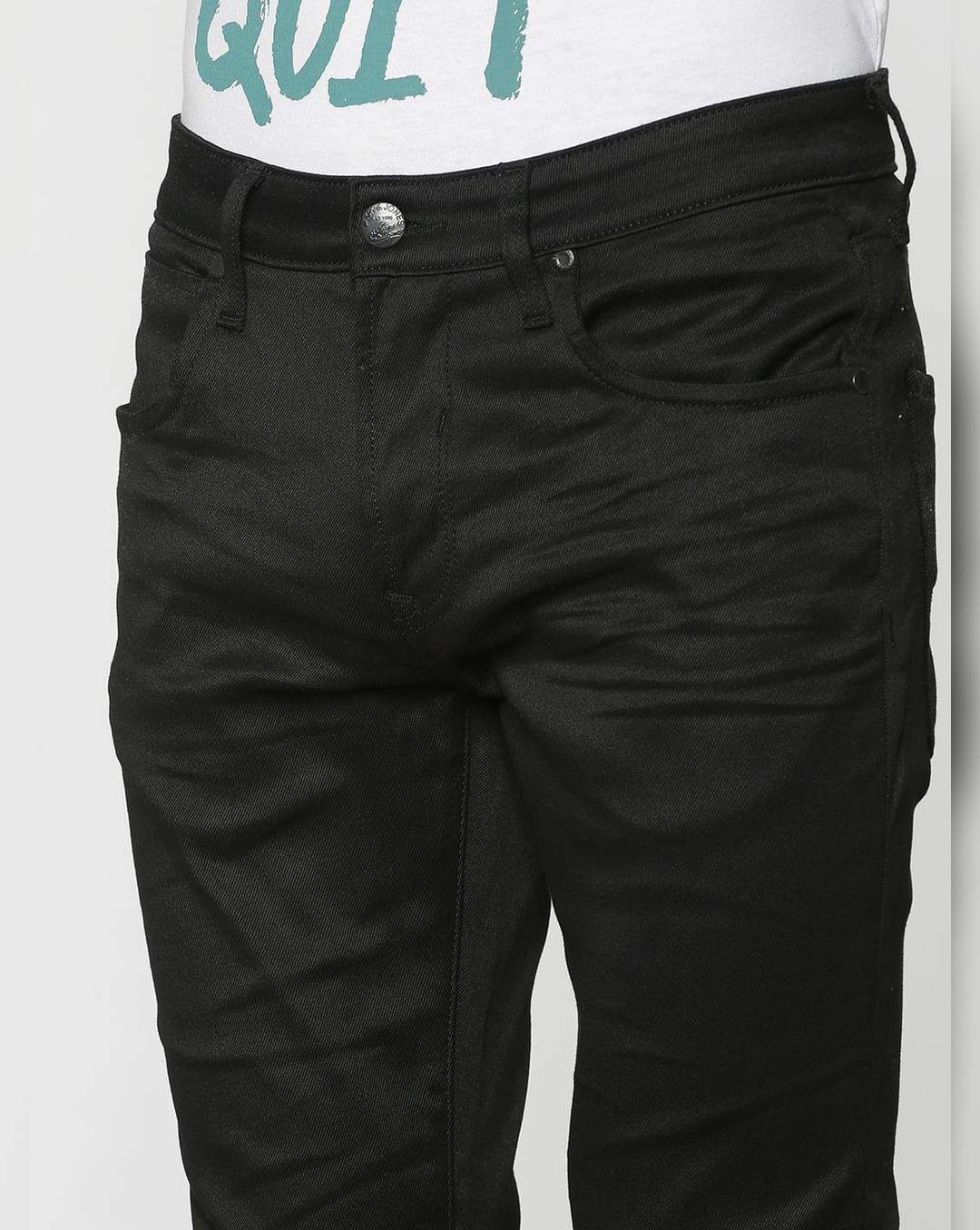 JACK JONES Black Ben Low Rise Skinny Fit Jeans (12142800-Black